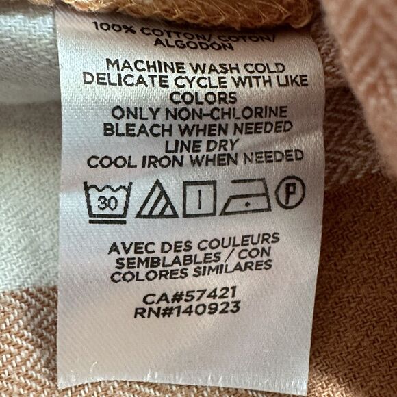 Ann Taylor LOFT Women's Medium Button Down Plaid Shirt Burnt Orange White Cotton - Picture 4 of 12